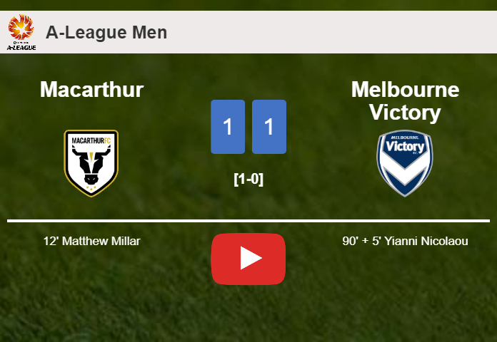 Melbourne Victory seizes a draw against Macarthur. HIGHLIGHTS