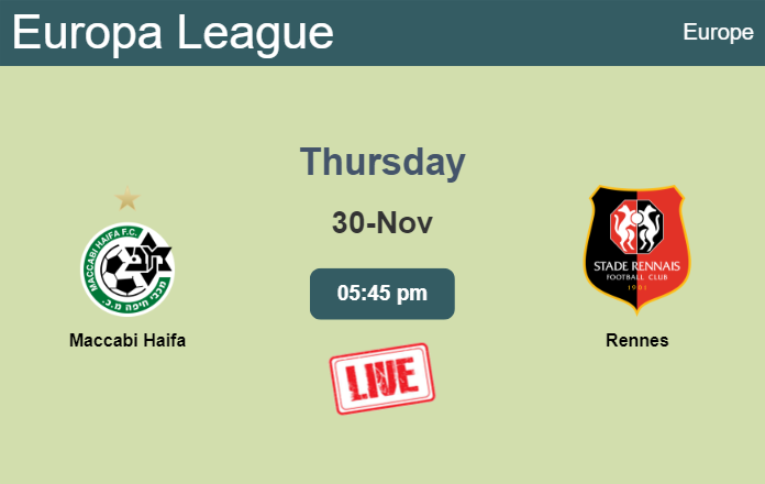 How to watch Maccabi Haifa vs. Rennes on live stream and at what time