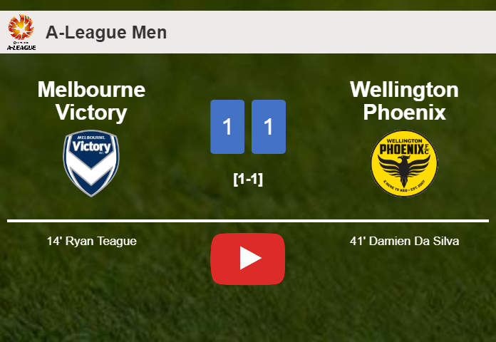 Melbourne Victory and Wellington Phoenix draw 1-1 on Friday. HIGHLIGHTS