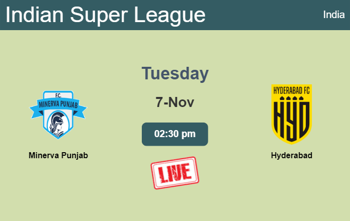 How to watch Minerva Punjab vs. Hyderabad on live stream and at what time