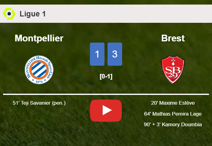 Brest defeats Montpellier 3-1. HIGHLIGHTS