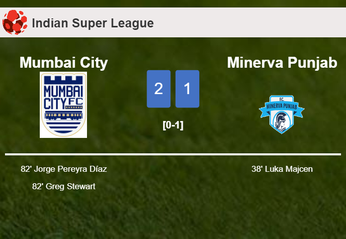 Mumbai City recovers a 0-1 deficit to conquer Minerva Punjab 2-1