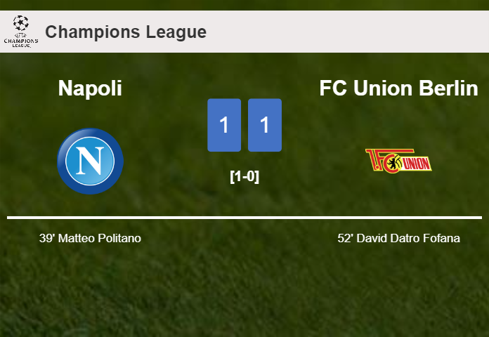Napoli and FC Union Berlin draw 1-1 on Wednesday