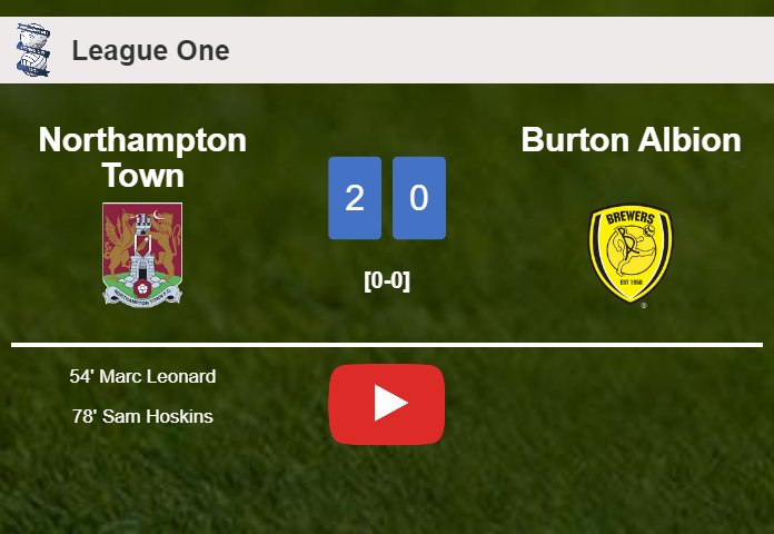 Northampton Town conquers Burton Albion 2-0 on Saturday. HIGHLIGHTS
