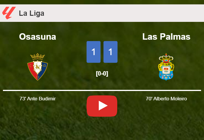 Osasuna and Las Palmas draw 1-1 on Saturday. HIGHLIGHTS