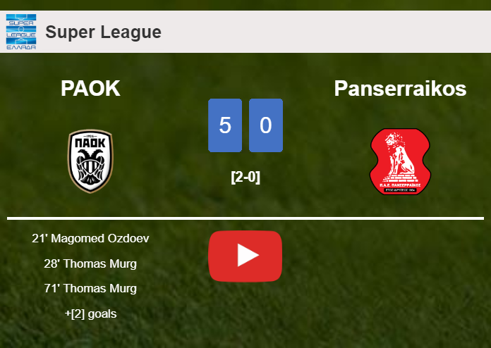 PAOK destroys Panserraikos 5-0 with a fantastic performance. HIGHLIGHTS