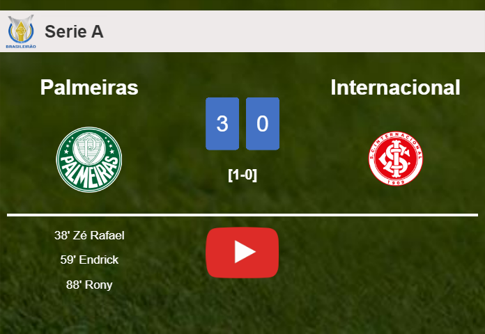 Palmeiras tops Internacional 3-0. HIGHLIGHTS
