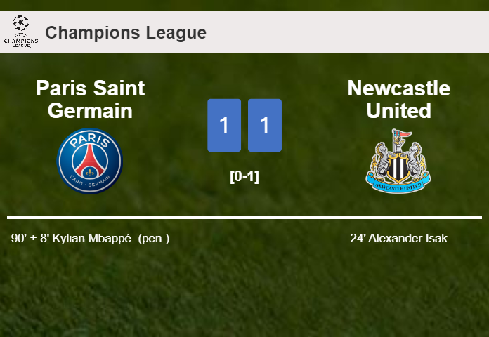 Paris Saint Germain snatches a draw against Newcastle United