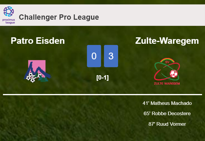 Zulte-Waregem defeats Patro Eisden 3-0