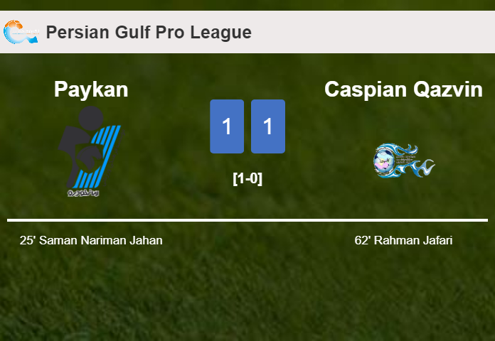 Paykan and Caspian Qazvin draw 1-1 on Friday