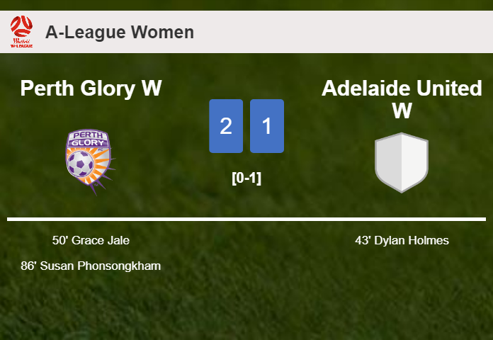 Perth Glory W recovers a 0-1 deficit to beat Adelaide United W 2-1