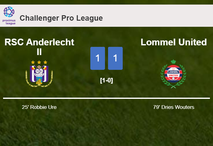 RSC Anderlecht II and Lommel United draw 1-1 on Saturday