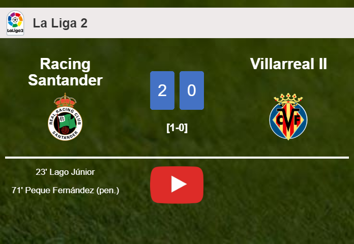 Racing Santander surprises Villarreal II with a 2-0 win. HIGHLIGHTS