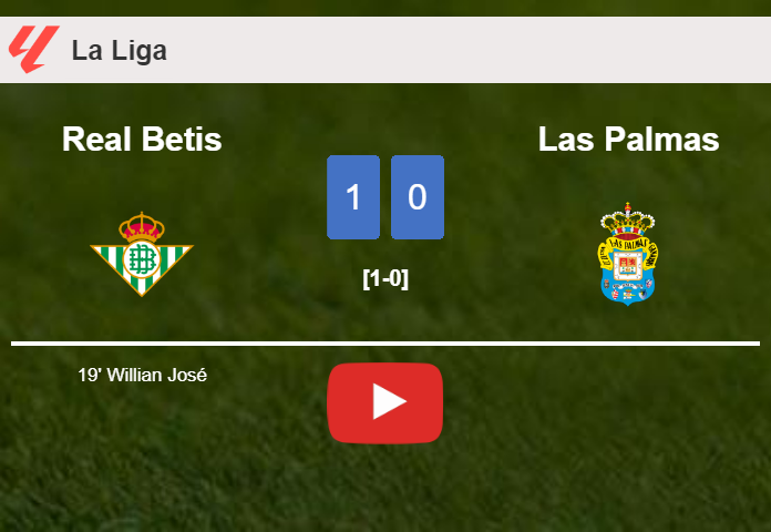 Real Betis defeats Las Palmas 1-0 with a goal scored by W. José. HIGHLIGHTS