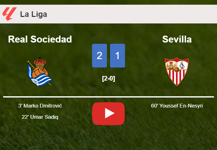 Real Sociedad tops Sevilla 2-1. HIGHLIGHTS