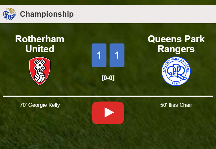 Rotherham United and Queens Park Rangers draw 1-1 on Saturday. HIGHLIGHTS