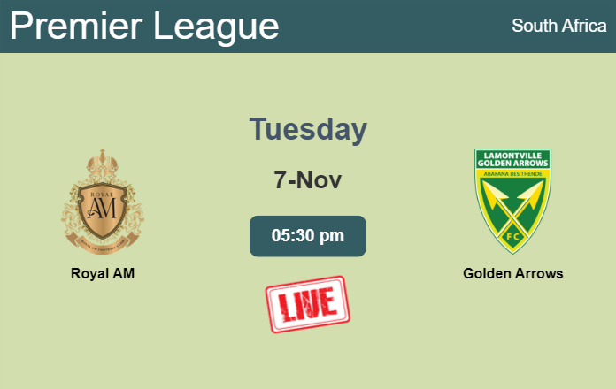 How to watch Royal AM vs. Golden Arrows on live stream and at what time