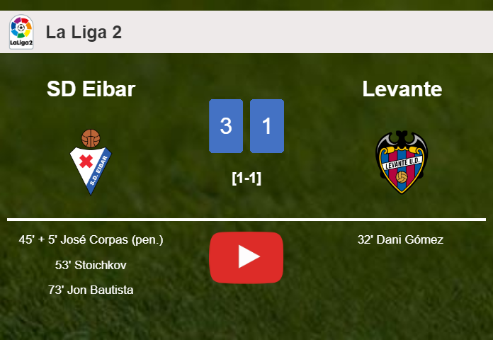 SD Eibar defeats Levante 3-1 after recovering from a 0-1 deficit. HIGHLIGHTS