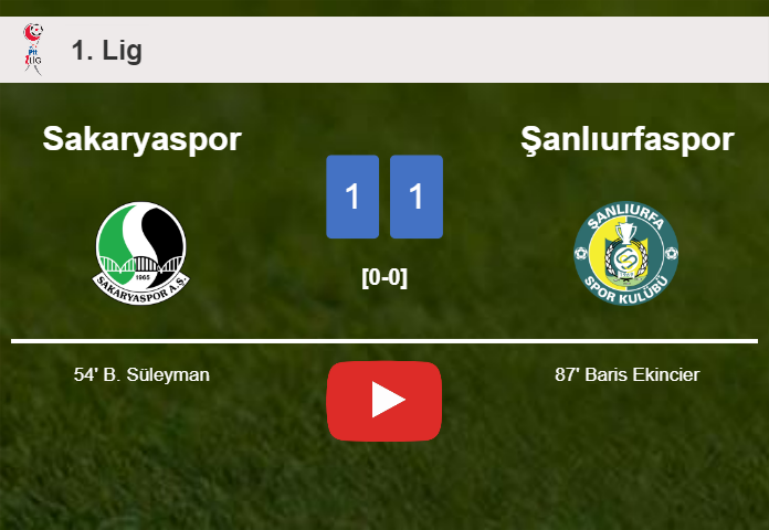 Şanlıurfaspor snatches a draw against Sakaryaspor. HIGHLIGHTS