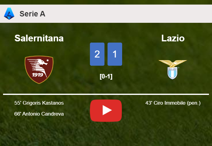 Salernitana recovers a 0-1 deficit to conquer Lazio 2-1. HIGHLIGHTS