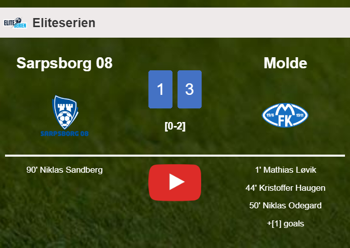 Molde beats Sarpsborg 08 3-1. HIGHLIGHTS