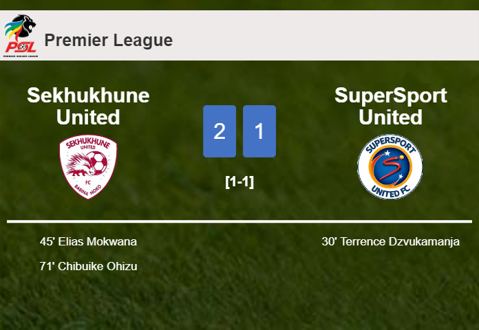 Sekhukhune United recovers a 0-1 deficit to beat SuperSport United 2-1