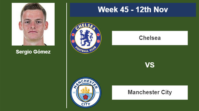 FANTASY PREMIER LEAGUE. Sergio Gómez stats before playing vs Chelsea on Sunday 12th of November for the 45th week.