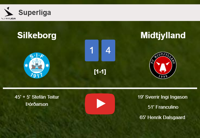 Midtjylland beats Silkeborg 4-1. HIGHLIGHTS