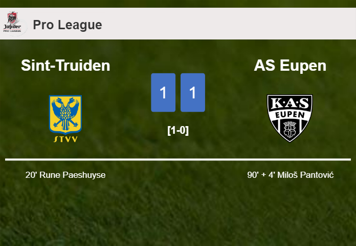 AS Eupen seizes a draw against Sint-Truiden