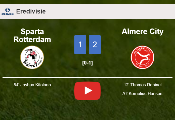 Almere City overcomes Sparta Rotterdam 2-1. HIGHLIGHTS