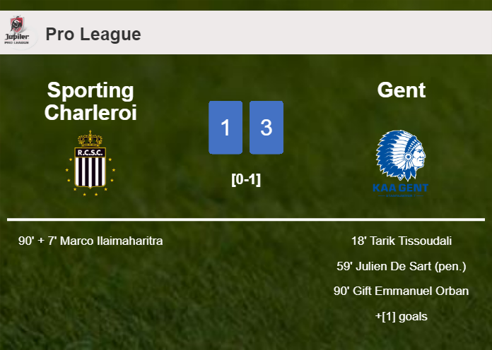 Gent beats Sporting Charleroi 3-1