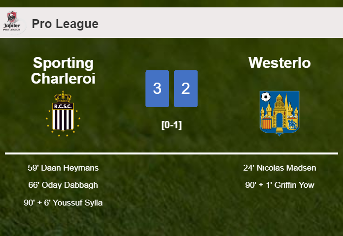 Sporting Charleroi prevails over Westerlo 3-2