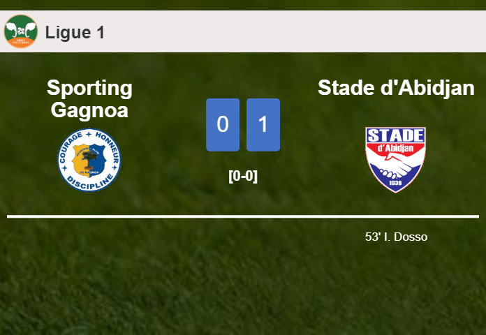 Stade d'Abidjan beats Sporting Gagnoa 1-0 with a goal scored by I. Dosso