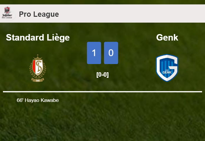 Standard Liège overcomes Genk 1-0 with a goal scored by H. Kawabe