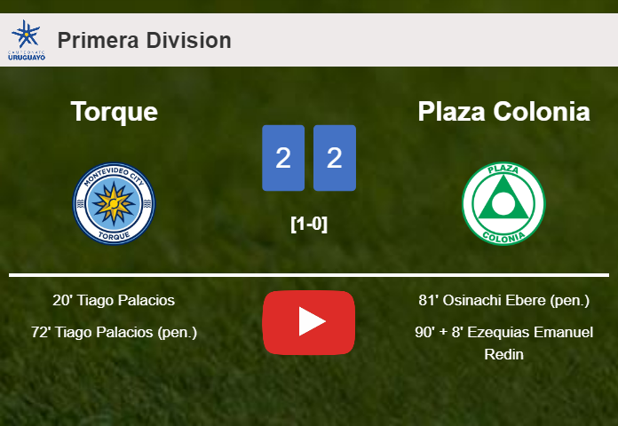 Plaza Colonia manages to draw 2-2 with Torque after recovering a 0-2 deficit. HIGHLIGHTS