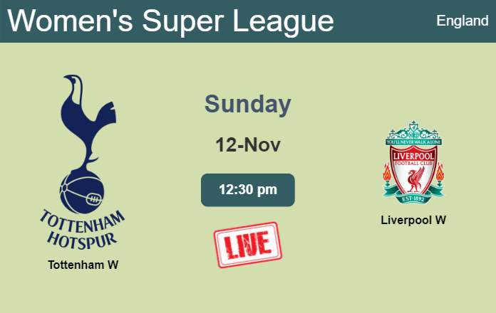 How to watch Tottenham W vs. Liverpool W on live stream and at what time