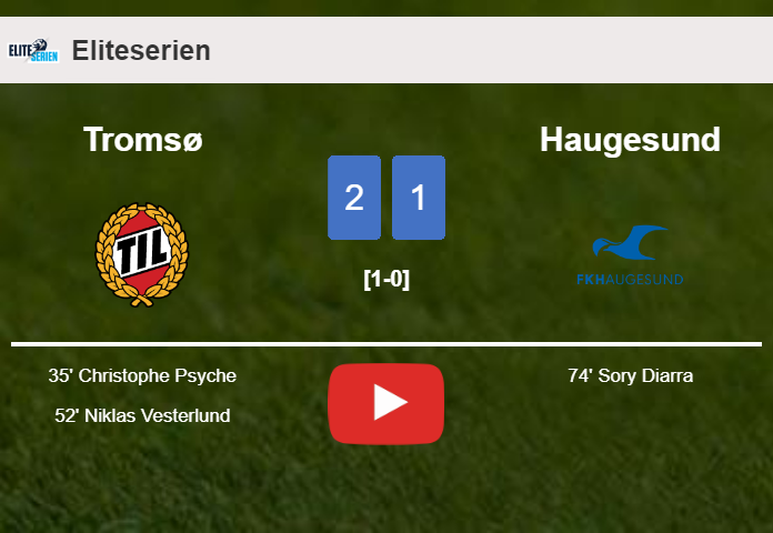 Tromsø prevails over Haugesund 2-1. HIGHLIGHTS