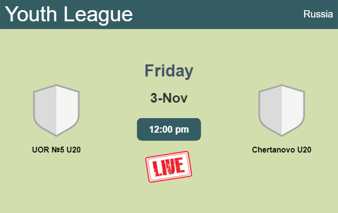 How to watch UOR №5 U20 vs. Chertanovo U20 on live stream and at what time