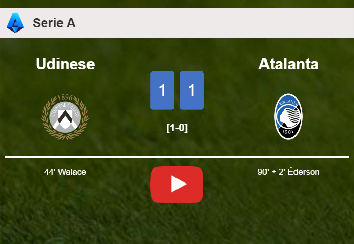 Atalanta grabs a draw against Udinese. HIGHLIGHTS