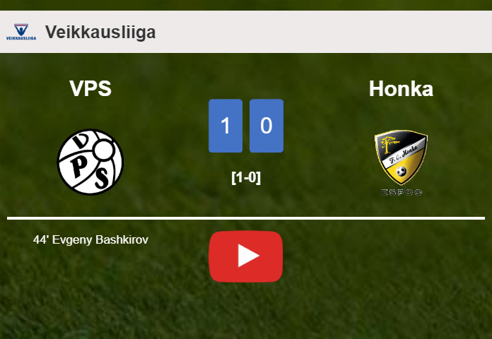 VPS overcomes Honka 1-0 with a goal scored by E. Bashkirov. HIGHLIGHTS