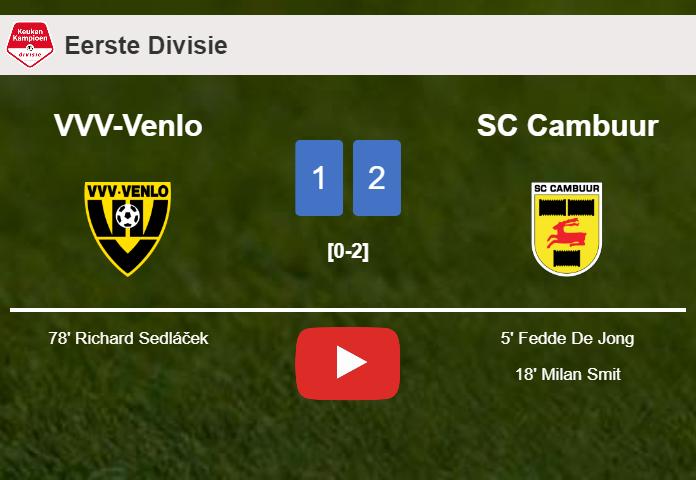 SC Cambuur conquers VVV-Venlo 2-1. HIGHLIGHTS