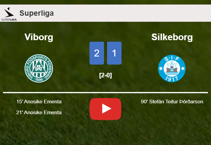 Viborg conquers Silkeborg 2-1 with A. Ementa scoring 2 goals. HIGHLIGHTS