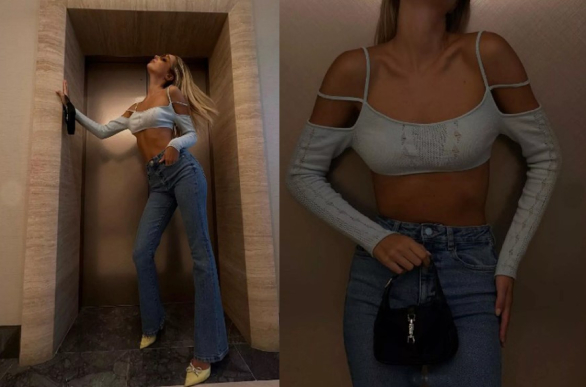 Viktoria Varga Flaunts Her Outfit In Front Of Elevator