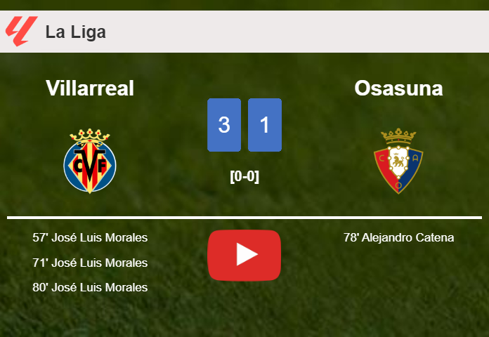 Villarreal overcomes Osasuna 3-1 with 3 goals from J. Luis. HIGHLIGHTS