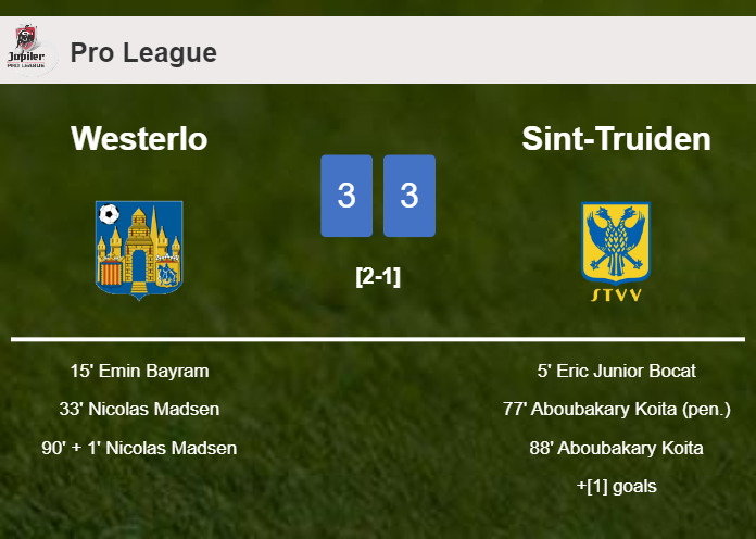 Westerlo and Sint-Truiden draws a frantic match 3-3 on Friday