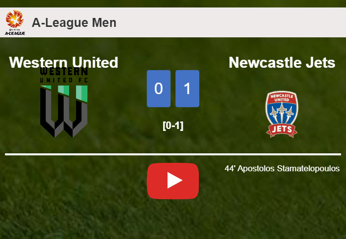 Newcastle Jets overcomes Western United 1-0 with a goal scored by A. Stamatelopoulos. HIGHLIGHTS