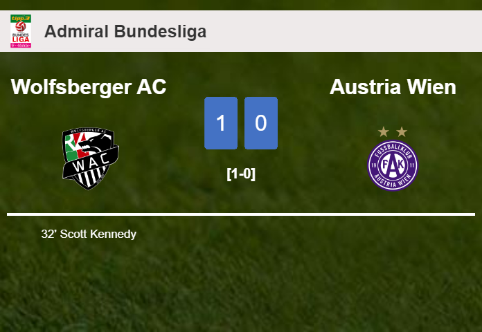 Wolfsberger AC beats Austria Wien 1-0 with a goal scored by S. Kennedy