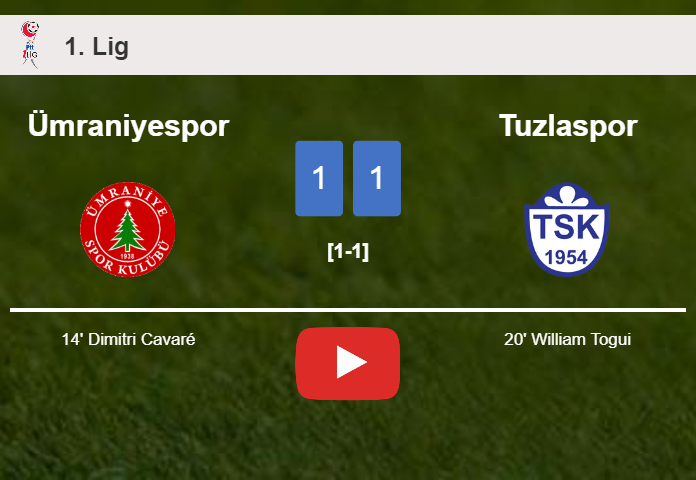 Ümraniyespor and Tuzlaspor draw 1-1 on Monday. HIGHLIGHTS