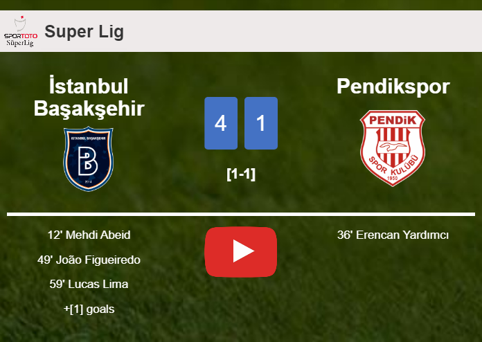 İstanbul Başakşehir obliterates Pendikspor 4-1 . HIGHLIGHTS