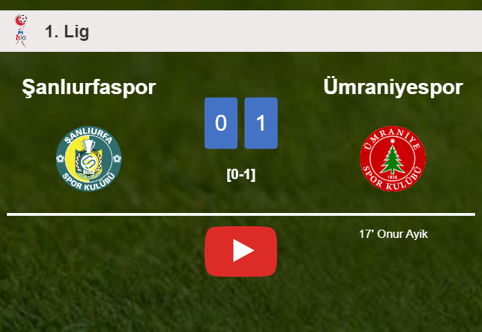 Ümraniyespor overcomes Şanlıurfaspor 1-0 with a goal scored by O. Ayik. HIGHLIGHTS